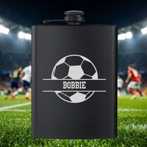Personalized Sports Soccer Any Name Black Flask | Soccer | Sports